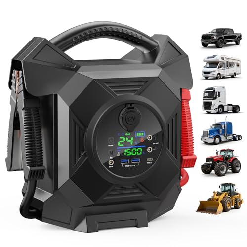 30000A 1S Startup Truck Jump Starter Heavy Duty CAT797 12V/24V Smart Switching Lithium Battery Charger Booster Pack for Extreme -40F to 140F for Diesel Engines Up to 50L and Gasoline Up to 99L