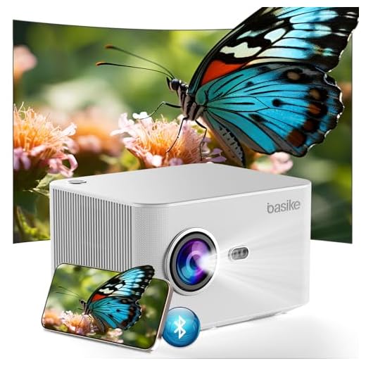 Basike Projetor Portatil, Full HD 1080P Projetor, Correção Trapezoidal Automática 6D, 1200 ANSI, Auto Foco, Suporte 4K, 2.4G+5G+WIFI, Bluetooth 5.3, Cinema Portátil para Casa, Sala de Aula e Reuniões