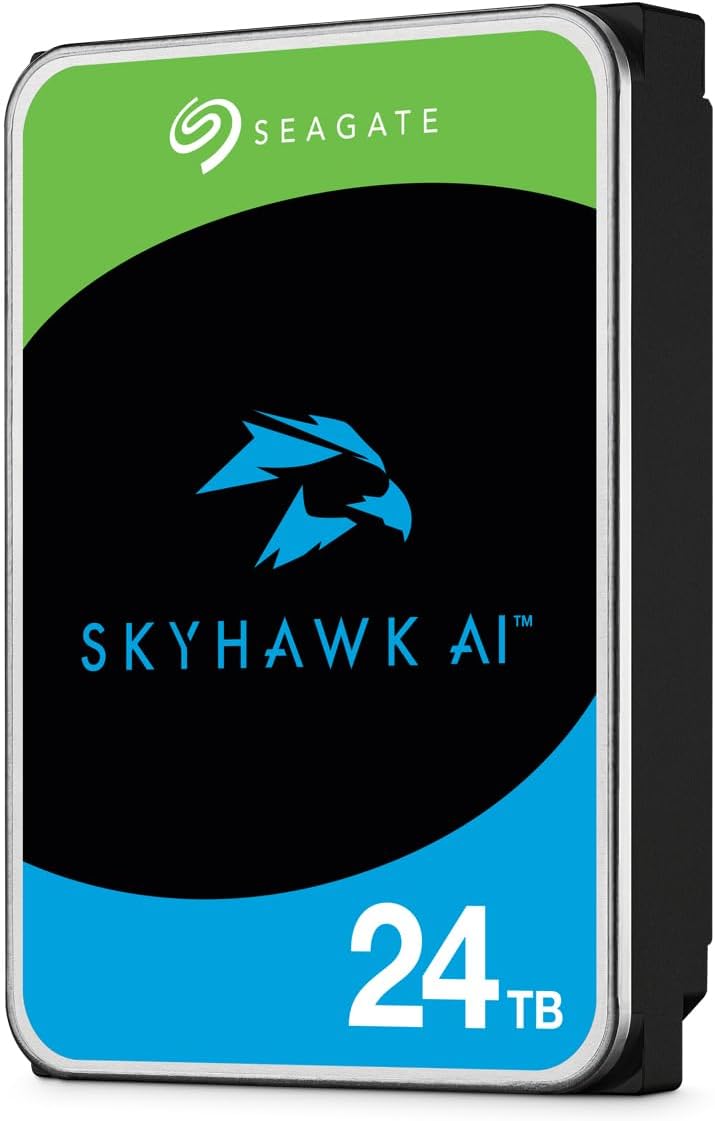 Seagate Skyhawk AI 24 TB Video Internal Hard Drive HDD – 3.5 Inch SATA 6 Gb/s 512 MB Cache for DVR NVR Security Camera System with in-house Rescue Services (ST24000VE002)