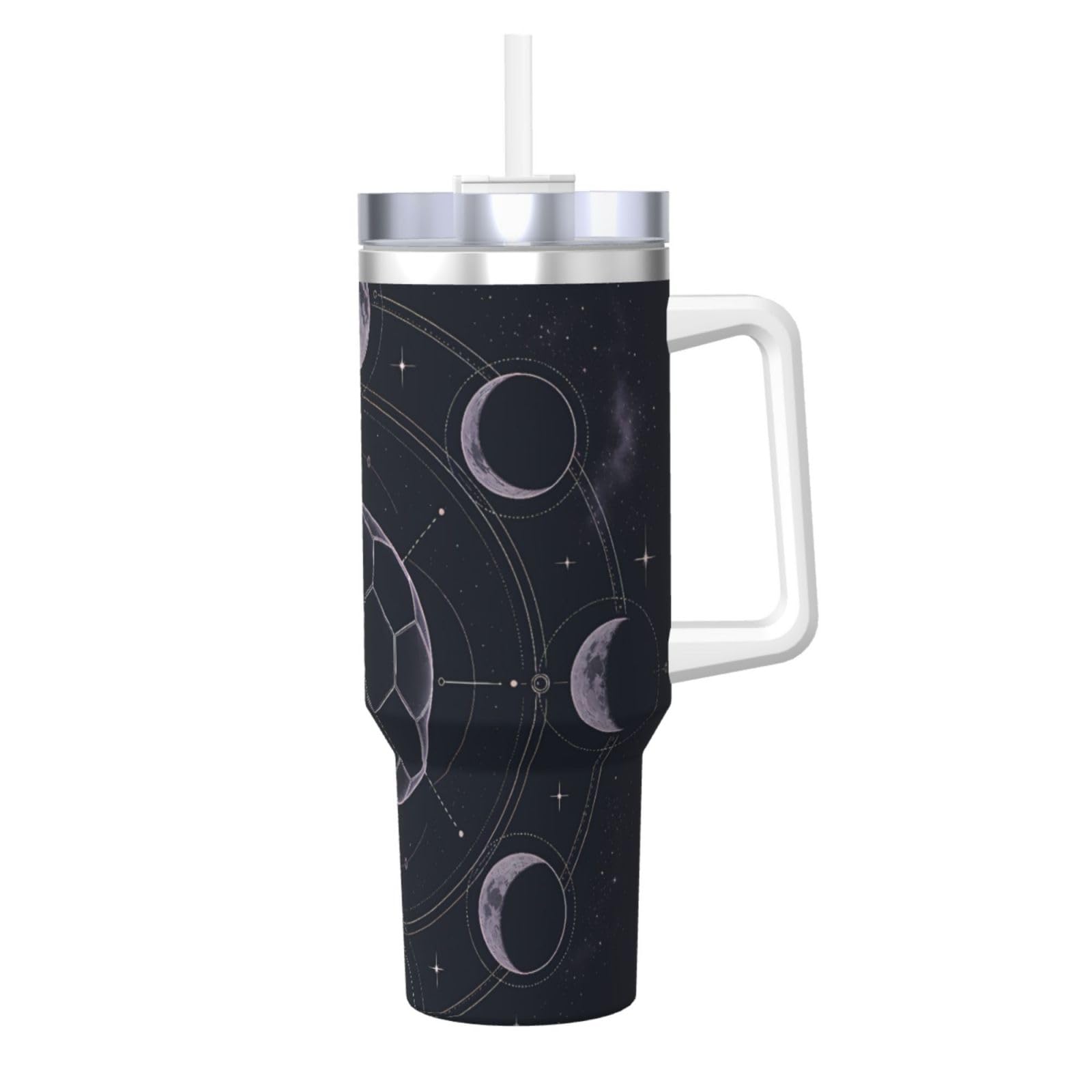 Botella de agua de fútbol de 40 oz: vaso termo reutilizable para auto 1