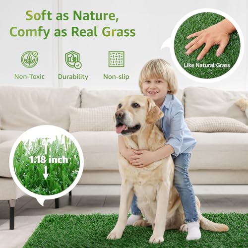 Image of LOOBANI Dog Grass Pee Pads, Artificial Dog Grass Pads for Potty Tray, Fake Grass for Dogs to Pee On, Outdoor Indoor Pee Grass for Dog Potty (18.1*28.1 inch)