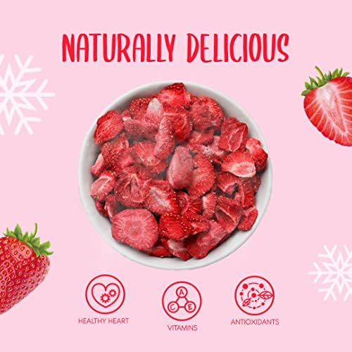Freeze Dried Strawberry Slices 100g - 100% Natural Healthy Dry Strawberry - Perfect for Snacking, as Cake Decorations and Cocktail Garnish - Dehydrated from Frozen Berry Fruits for Drinks and Snacks