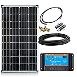 130 Watt Solaranlage Basic-Starter 130W / 12V von Offgridtec Mit Solarmodul Victron Energy Laderegler und Anschlusskabeln