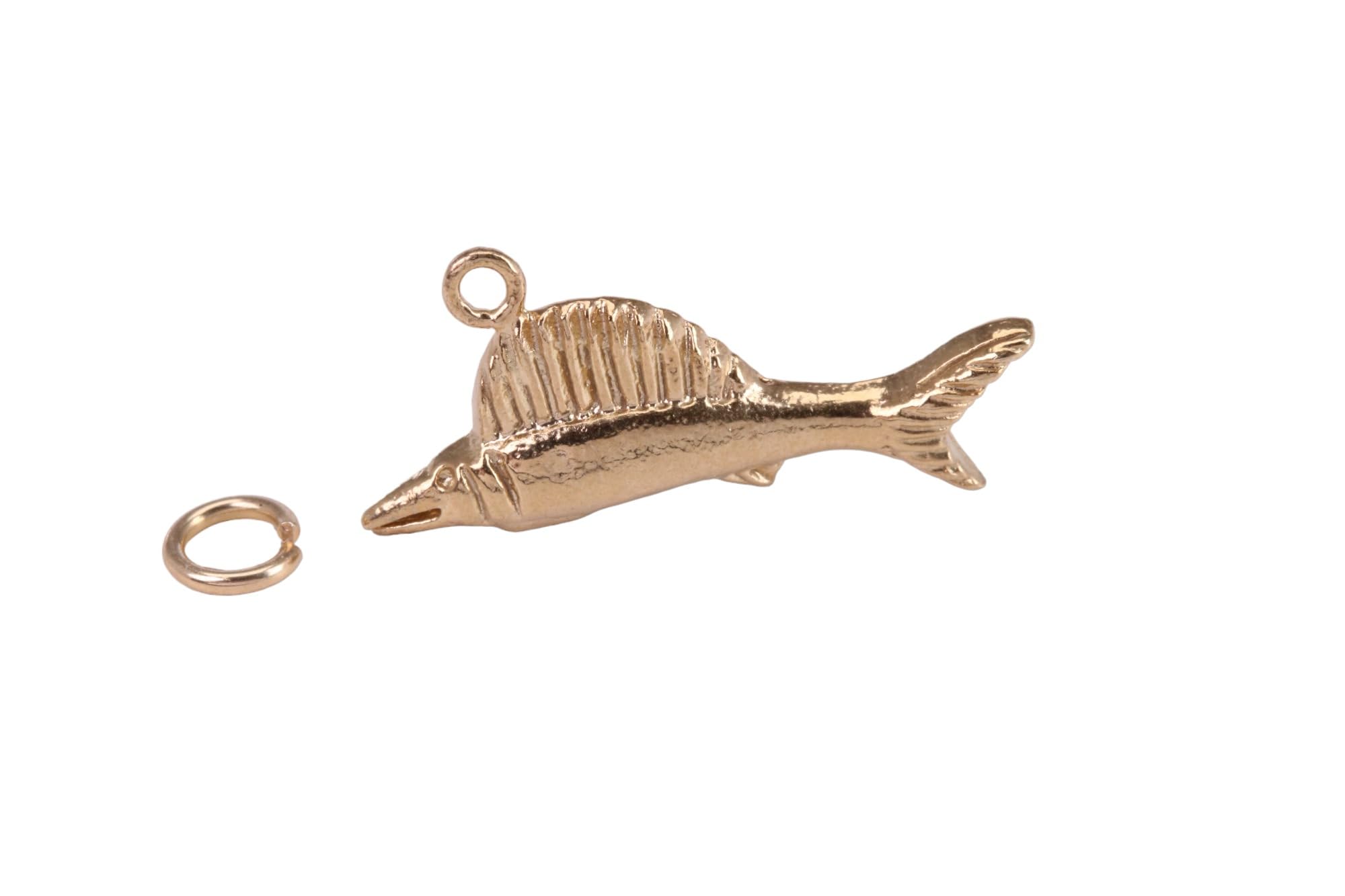 Sail Fish Charm, Made From Solid Yellow Gold, British Hallmarked