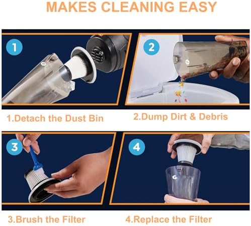 4 Pack Hepa Replacement Filters Compatible with ThisWorx TWC-01 Related Model, Filters for Auto Joe ATJ- V501 Handheld Vacuum with Cord, Washable and Reusable Filters. (Vacuum isn't included) image 4