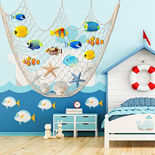 Shappy-6-Pack-Natural-Fish-Net-Decorative-Cotton-Fishnet-Decor-for-Pirate-Party-Mermaid-Nautical-Hawaii-Luau-Ocean-Themed-Wall-Hanging-Beach-Bash-Decoration-Supplies-Beige Shappy 6 Pack Natural Fish Net Decorative Cotton Fishnet Decor for Pirate Party Mermaid Nautical Hawaii Luau Ocean Themed Wall Hanging Beach Bash Decoration Supplies Beige