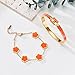 fekang H Bangle & Clover Bracelet for Women - Stainless Steel Fashion Jewelry - Gold H Bangle and Lucky Five Leaf Clover Bracelet - Elegant Bracelets Set - Gift for Women (Gold-Orange Set)