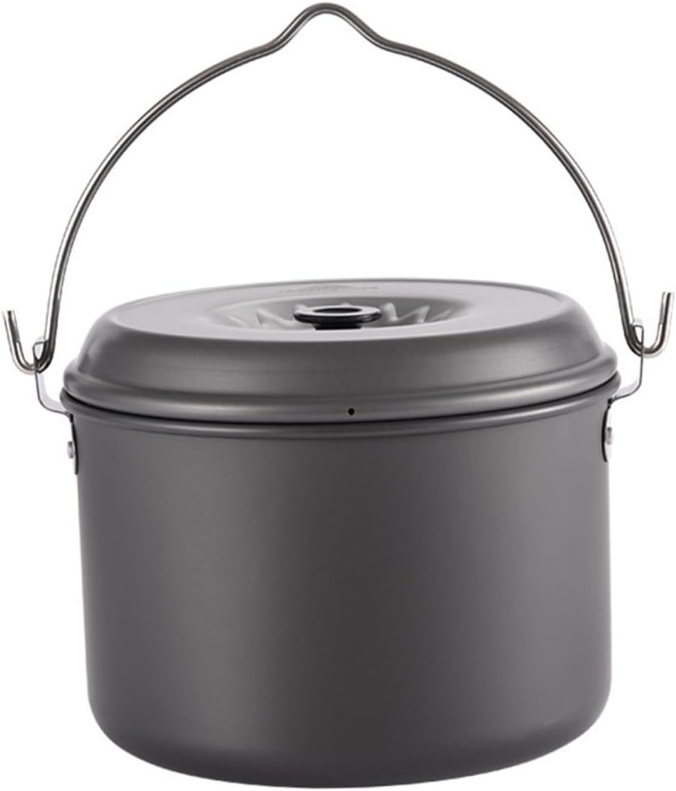 Kisangel 1Pc Portable Camping Pot with Folding Handle Outdoor Cookware for People Lightweight and Design for Hiking Backpacking and Picnics and Balanced Cooking
