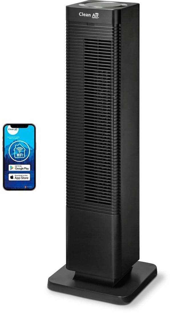 Clean Air Optima CA-904 - Design Chauffage Radiateur et Ventilateur - Idéal pour: 40m² / 100m³ - 1000/2000 Watt - Thermostat entre 15°C en 35°C – Oscillation 80° - Filtre à poussière… (Black)