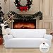 Easy-Going Stretch Sofa Slipcover 1-Piece Sofa Cover Furniture Protector Couch Soft with Elastic Bottom for Kids, Polyester Spandex Jacquard Fabric Small Checks (Sofa, Snow White)