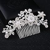 Bridal Wedding Hair Clip Comb,Pearl Wedding Hair Accessories,Bridal Decoration Hair Comb Headpiece for Women Girls Brides Bridesmaids Sparkly Beautiful Jewelry Hairpins (# 1)