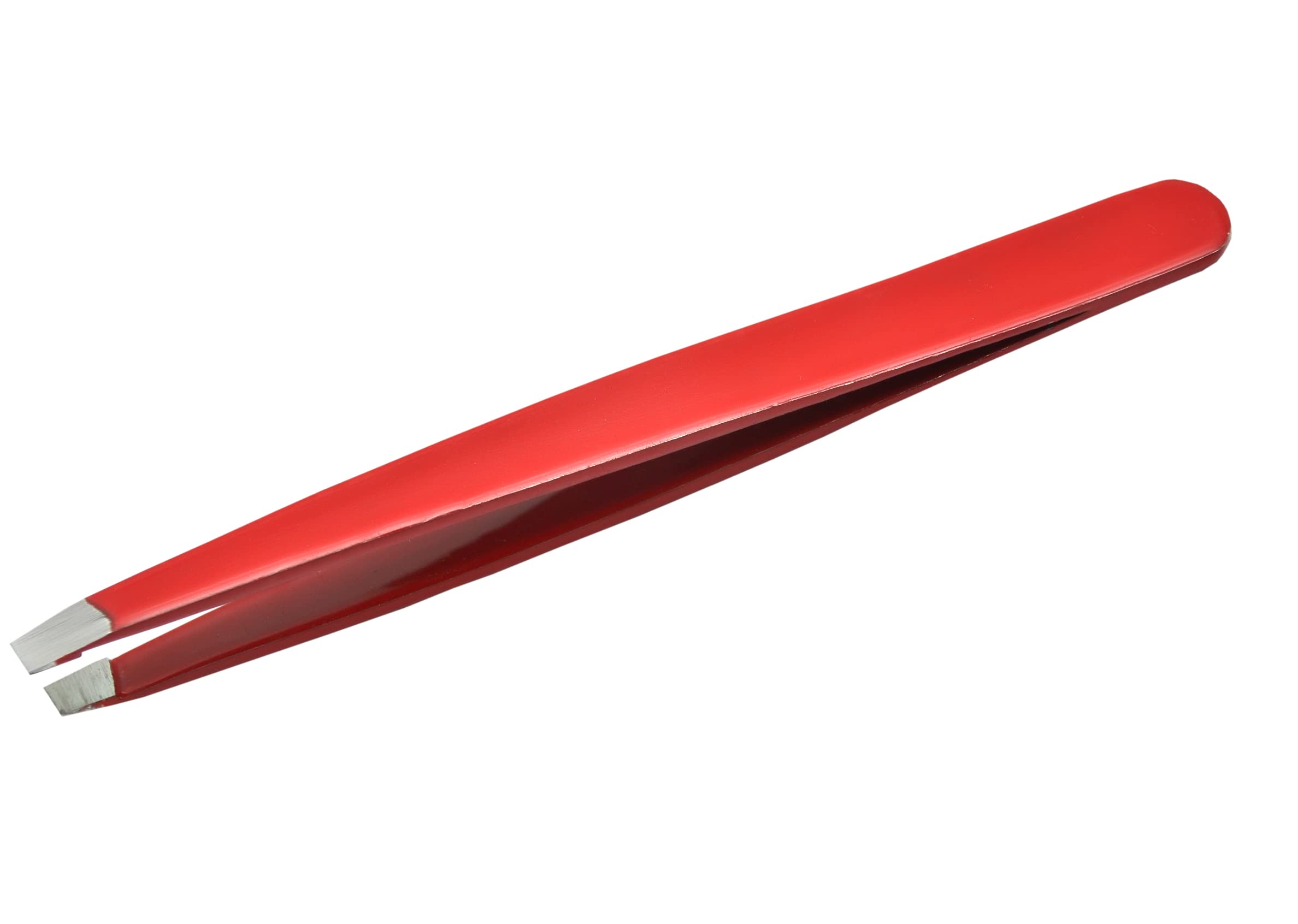 Professional Eyebrow Tweezers, Slanted, Hair Removal Tweezers Slant Tip - Stainless Steel (Red)