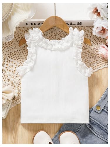 GORGLITTER Girl's Sleeveless Tees Crop Tops Round Neck Ribbed Knit Cute Tank Top2
