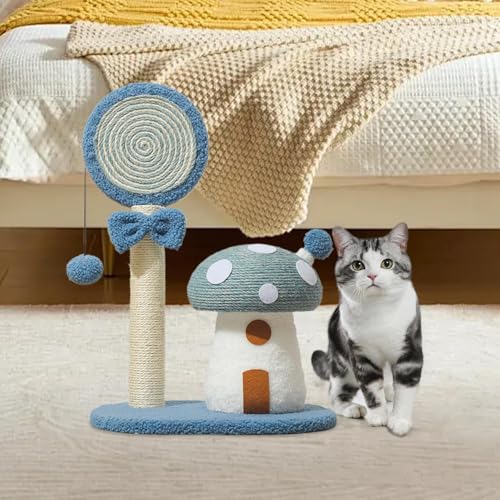 Arbre à chat en sisal naturel résistant avec griffoir champignon intégré - 3