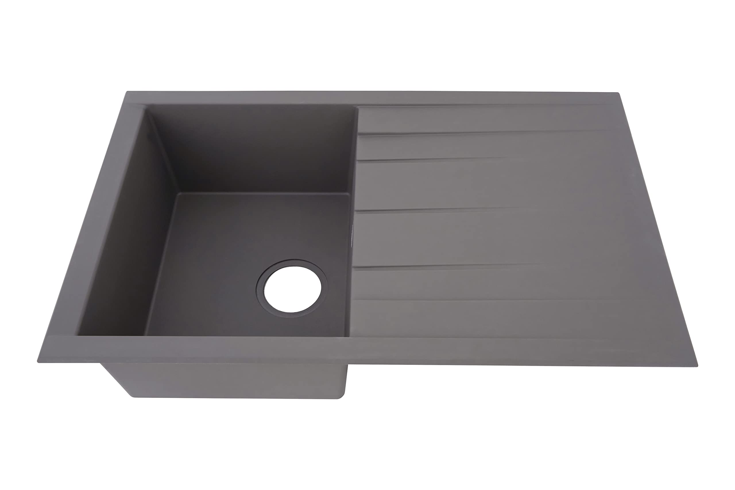 Respekta Houston Mineralitespüle in Betongrau / 1 Becken Einbauspüle in 80 x 50 cm / Spülbecken geeignet für Unterschränke ab 50 cm Breite