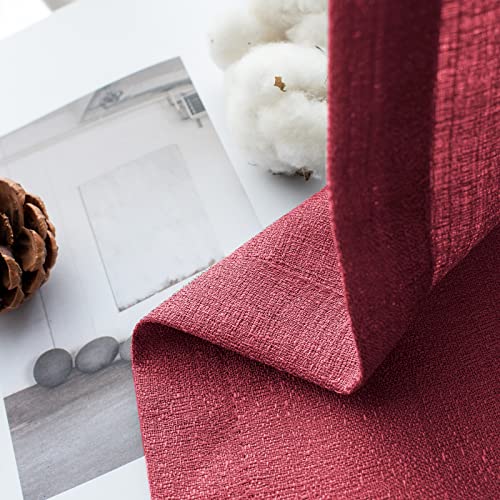 Melodieux Burgundy Semi Sheer Curtains 84 Inches Long For Living Room, Linen Look Bedroom Rod Pocket Voile Drapes, 52 By 84 Inch (2 Panels) #TOP3