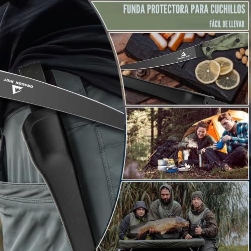Miniatura 6 de Dragon Riot Cuchillo Fileteador De 7 Pulgadas, Cuchillo Deshuesador Negro De Acero Inoxidable, Ideal Cuchillo Profesional, Con Funda Protectora Y Mango Grande Antideslizante.