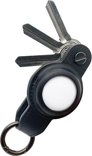 Organizador de llaves Air Tag, llavero de cuero compacto para Apple AirTag, llavero y funda con llavero. Negro, sin Airtag