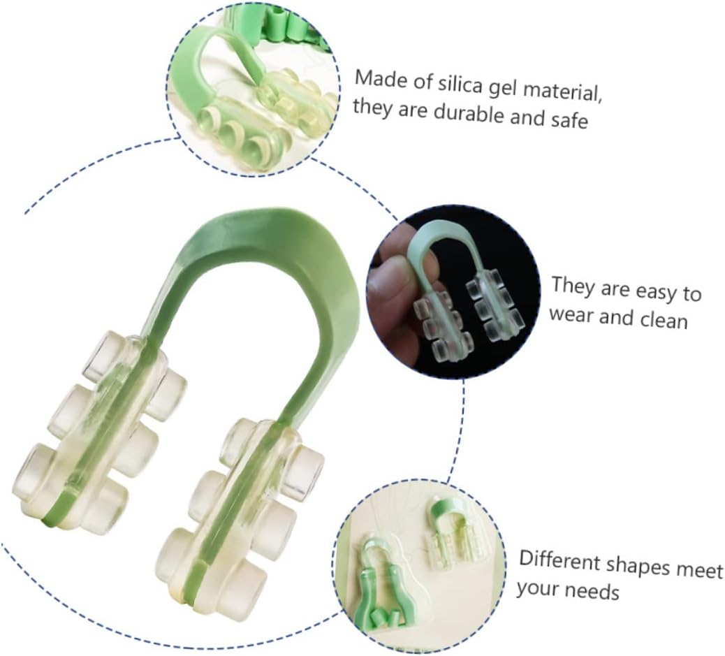 1set U-Type Nose Clips Set for Women Silicone Nasal Splint for Sleep Comfortable and Easy to Clean Nighttime Breathing Aid Green