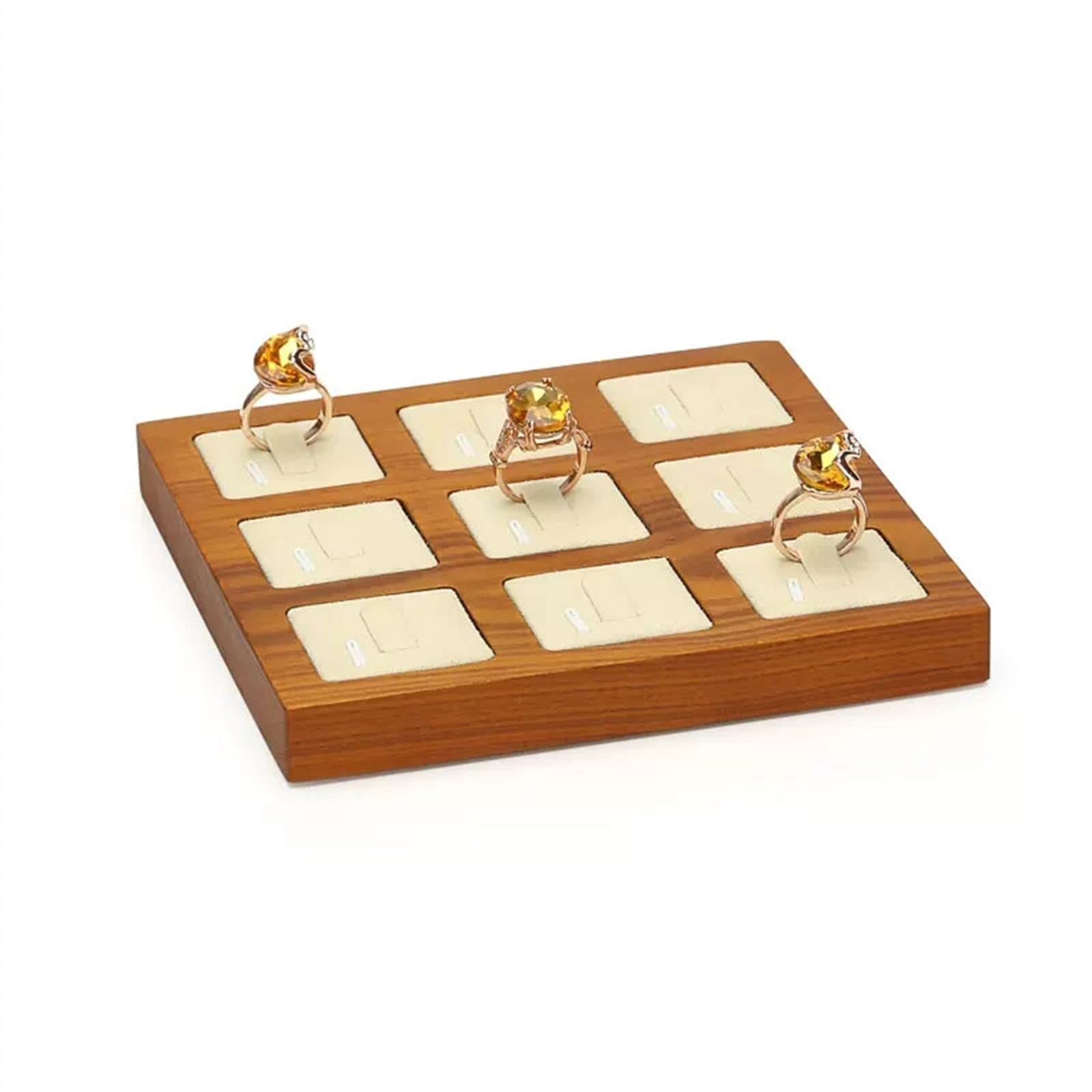 Jewelry Stand 9 Bits Ring Earrings Display Trays Wood Ring Display Stand Showcase Ring Display Organizer Tray Ring Holder Jewelry Holder Jewelry Display