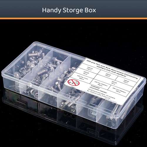 Image of M8-1.25 x 16 /20 /25 /30 /35 Flange Hex Bolt Assortment Kit, 160pcs Stainless Steel Metric Flange Head Bolts and Nuts Set.