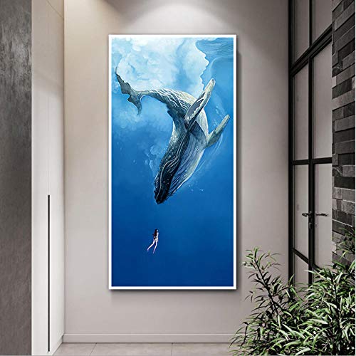 Tableau moderne de baleine bleue suspendu pour décoration de bureau - 5