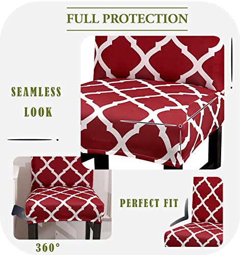 Comfy Gate 4,6,8 Pc Dining Room Chair Slipcovers, 4Pc Machine Washable Dining Table Chair Protector, Parson Chair Slipcovers, Spandex Kitchen Chair Covers For Dining Room Set Of 4,6,8, Wine Red Plaid #TOP3