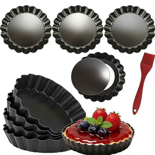 DATANYA 8 Pack Mini Tart Pans 4 Inch with Removable Bottom R...