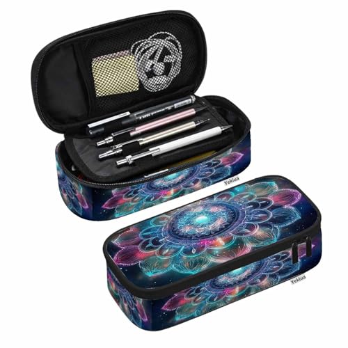 Image of Yekiua Mandala Pencil Pouch Abstract Tribal Ancient Geometric Star Galaxy High Capacity Pencil Case Stationary Bag Cosmetics Bag Colorful