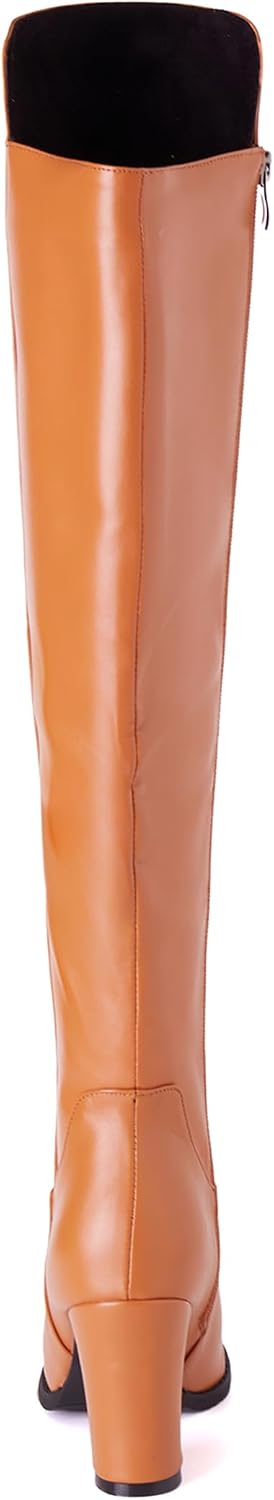 Women Block Heel Fashion Over The Knee Boots Zip