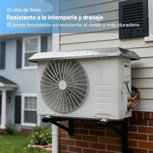 Miniatura 4 de Cubierta Para Aire Acondicionado Para Unidad Exterior, Mini Cubierta Dividida, Acero Inoxidable, Protección Contra La Intemperie 98 X 40 Cm