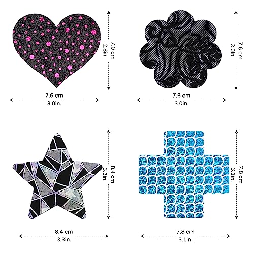 Glitter Pasties Nipple Covers Stickers Disposable Sticky Breast Petals Multi Design and Color3