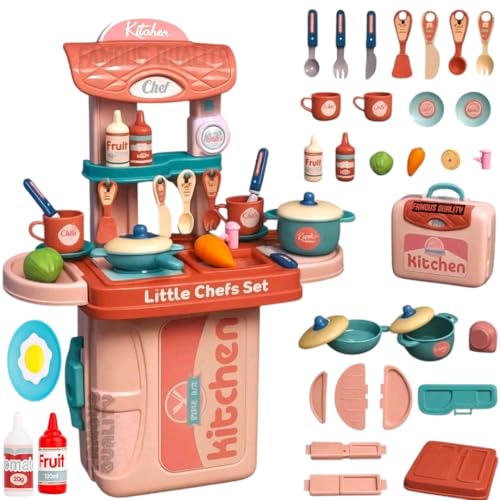 Famous Quality Big Stylish Kitchen Set for Girls Toy with Cooking Utensils Combo Items, Little Chef Realistic Miniature Chefs Pretend Play/Role Play Home Game