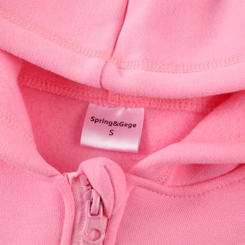 Image of Spring&Gege Youth Solid Fleece Hoodies Soft Full Zip Hooded Sweatshirts for Children (3-12 Years)