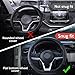 SEG Direct Flat Bottom Steering Wheel Cover, D Shaped Car Wheel Cover 14 1/2-15 in. (37-39 cm), Black Microfiber Leather