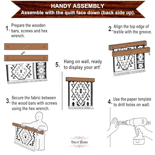 Image of DACRI HOME 36-Inch Quilt Hanger for Wall Display, Solid Teak Quilt Rack