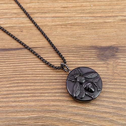 COAI Obsidian Stone Bee Pendant Necklace