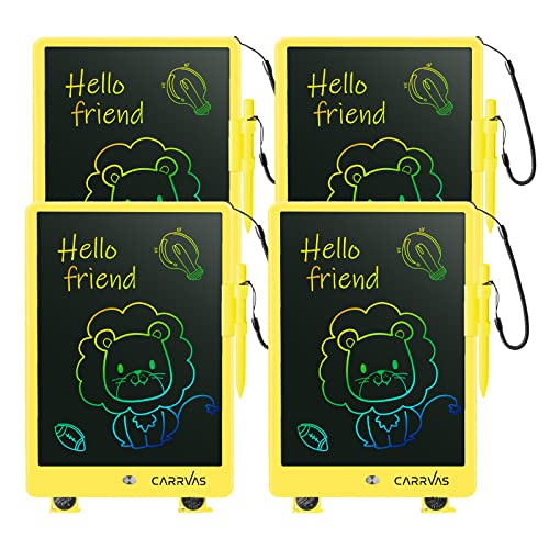 CARRVAS 4 Pack 10 Inch Drawing Pad LCD Writing Tablet for Kids Doodle Board Tablet Educational Toys for 3-6 6-8 Years Kids Toddler(Yellow)