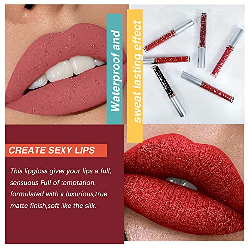 KYDA 10 Colors Matte Lip Gloss Set, Velvet Matte Lipstick Waterproof Non-stick Longlasting Lip Gloss, High Pigment Smooth Lip Color Gift Set,with Lip Lacquer-Set A