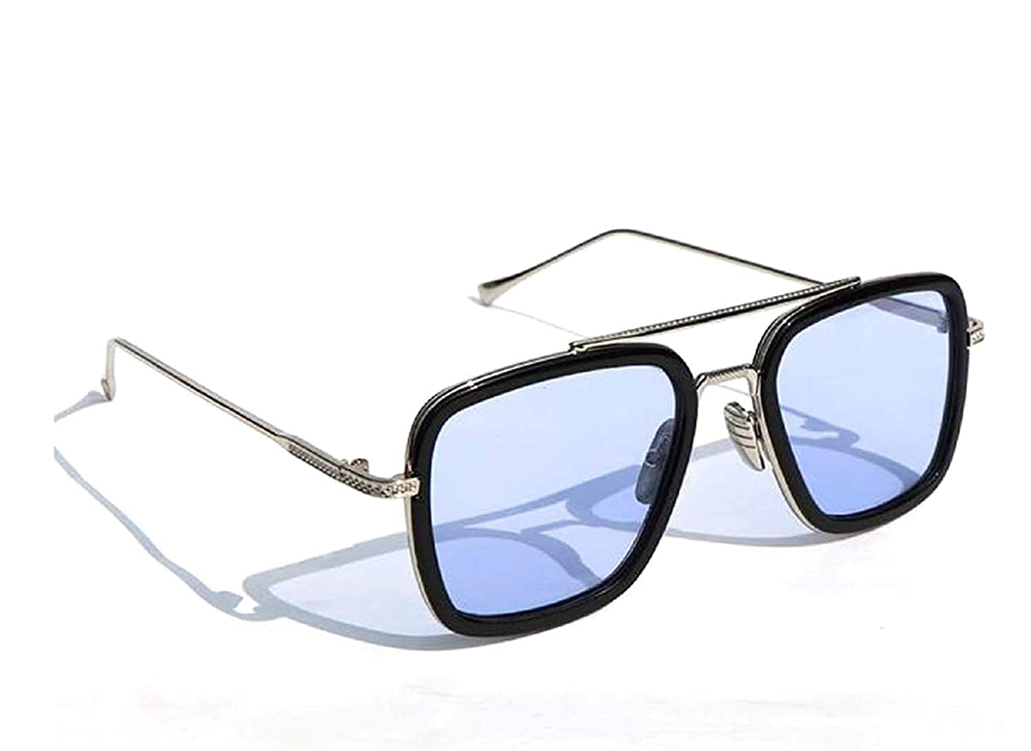 Sunglasses fashionable Tony Stark UV Protected metal body Ice Blue Glasses comfortable Square Sunglass for Men and Women-image-29