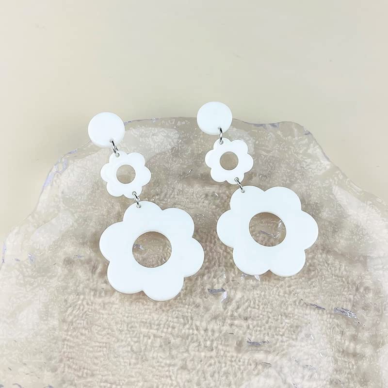 60 70s Big Acrylic Daisy Flower Petal Drop Dangle Earrings Stud Resin Floral for Women Cfboyolorful Summer Y2k Holiday Jewelry3