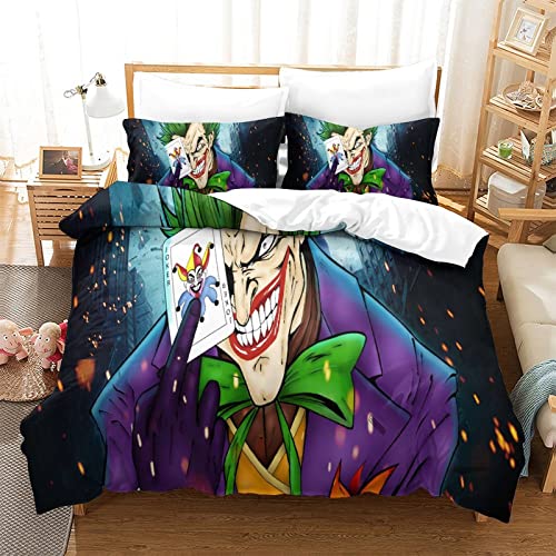 Juegos De Cama para Niños, Niñas Y Jóvenes De Single(135x200cm) Funda Nórdica Moderna con Diseño De Joker Decoración para Dormitorio, Joker-18