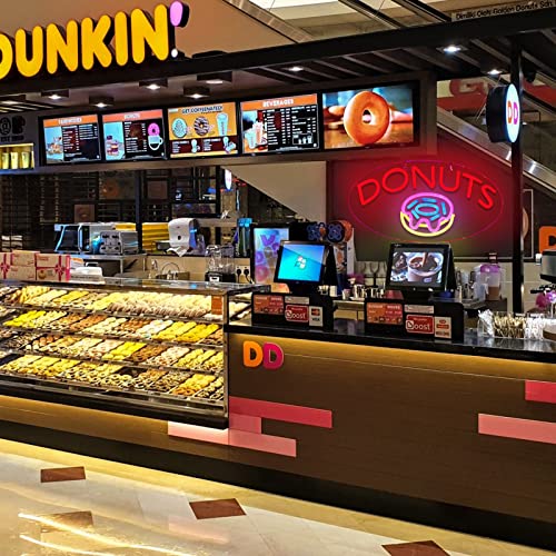 Image of DONUTS Neon Signs for Wall Decor Neon Lights for Business Led Signs Suitable for Bakery Dessert Cake Shop Convenience Stores Supermarkets 5V Power Adapter 16.1*9 Inch (Blue+ Red+Pink+Yellow)