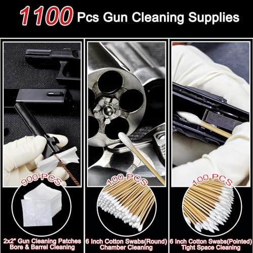 Image of Gun Cleaning Supplies - Lint Free Gun Cleaning Patches and 6 Inch Gun Cleaning Swabs Kit - Fit for Most Caliber Firearms Cleaning
