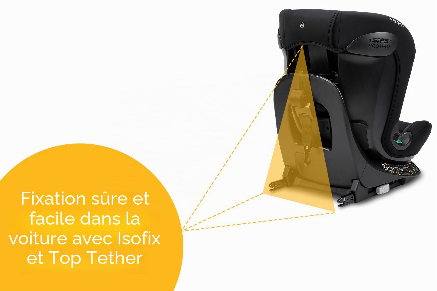 OSANN - Siège auto bébé/enfant Taos360 midi Isofix I-Size rotatif - 76-150 cm - noir - 11 positions - Harnais 5 points, Ceinture 3 points, Face/Dos à la route