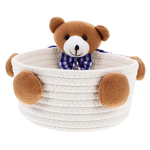 Levemolo Storage Baskets Decorative Large Bear Woven Organizer Cotton Rope Basket for Home