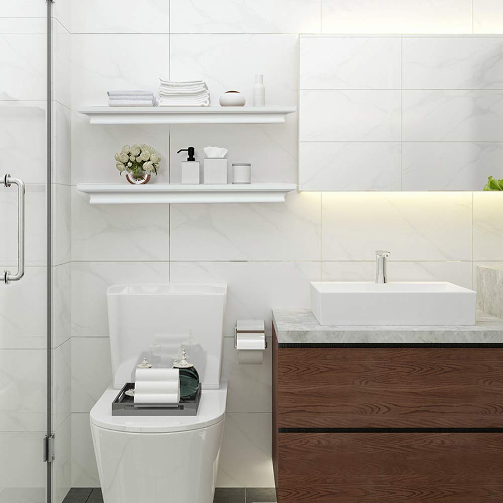 BOMID White Floating Shelves Wall Shelves,Crown Molding Wall Mounted