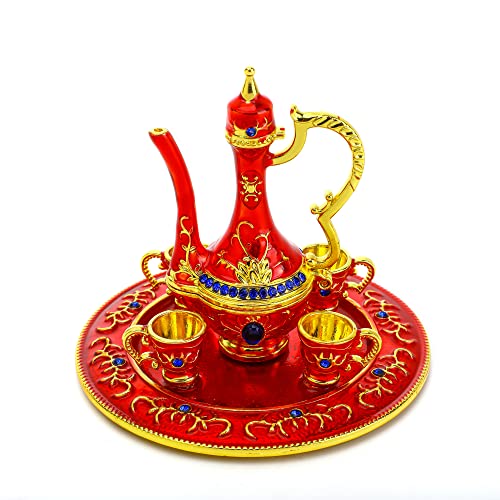 YU FENG Moroccan Teapot Set Jewelry Trinket Box Hinged Hand Painted Enamel Treasured Trinkets Collectable Jewellery Box Ring Holder For Home Decor Christmas Gift,3inch
