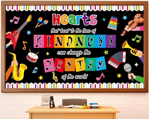 gisgfim Music Bulletin Board Decorations Set Back to School Classroom Musical Instruments Paper Cutouts Colorful Music Note Bulletin Board Decor for Kids Teacher Nursery Preschool Door Chalkboard Wall