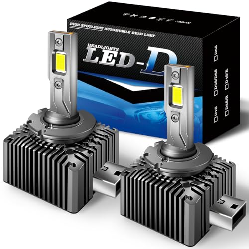 ☄【Luminosità aumentata del 500%】I fari a LED D1S utilizzano chip LED di alta qualità da 100 W, che forniscono fino a 36.000 lumen per coppia. Tongruiting Le lampadine per fari a LED offrono una maggiore efficienza luminosa, una distribuzione della luce più uniforme e brillante e un campo visivo più ampio e profondo. Il colore della luce è puro, senza abbagliamento o punti scuri.